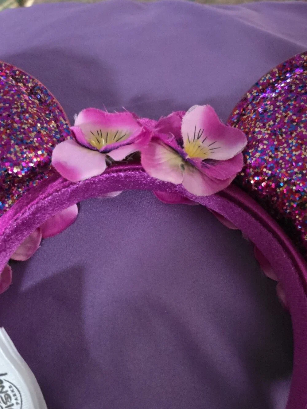 Disney's Flower And Garden Pink Glitter Floral Mouse Ear Headband